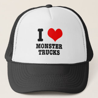I HEART (KÄRLEK) monster lastbilar Truckerkeps