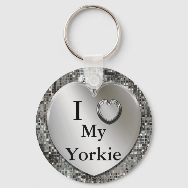 I Heart (Kärlek) My Yorkie Keychain Nyckelring (Framsida)