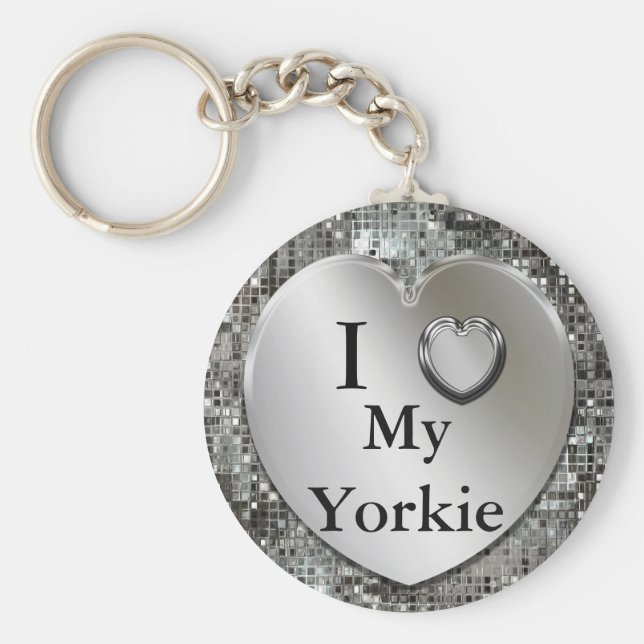 I Heart (Kärlek) My Yorkie Keychain Nyckelring (Framsidan)