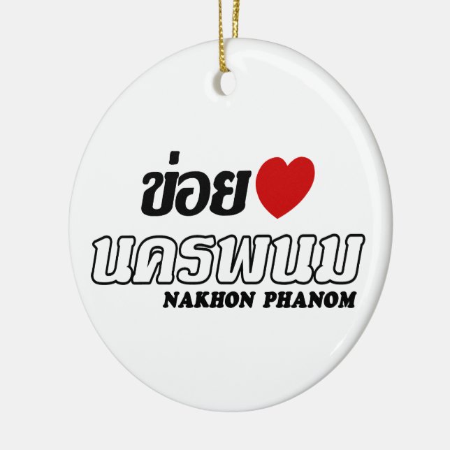 I Heart (Kärlek) Nakhon Phanom, Isan, Thailand Julgransprydnad Keramik (Vänster)