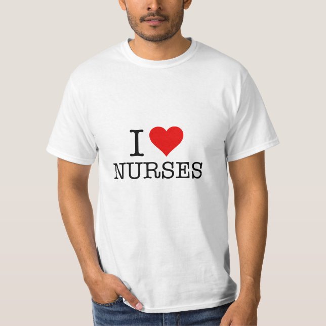 I Heart Kärlek Nurses T Shirt (Framsida)