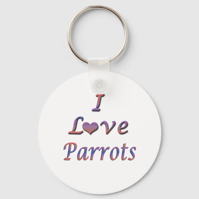 I Heart (Kärlek) Parrots Nyckelring (Framsida)