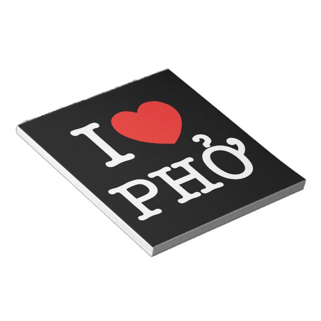 I Heart (Kärlek) Pho Anteckningsblock (Vinklad)
