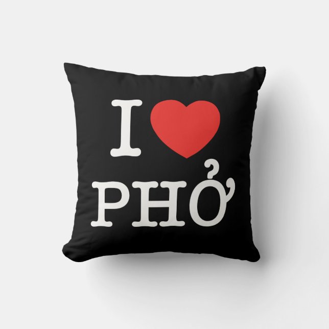 I Heart (Kärlek) Pho Kudde (Framsida)