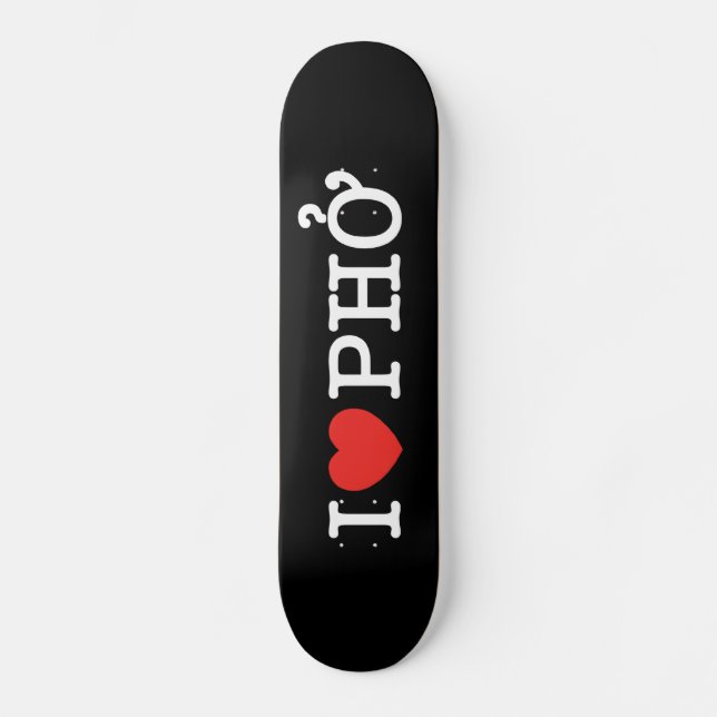 I Heart (Kärlek) Pho Old School Skateboard Bräda 18 Cm (Framsida)