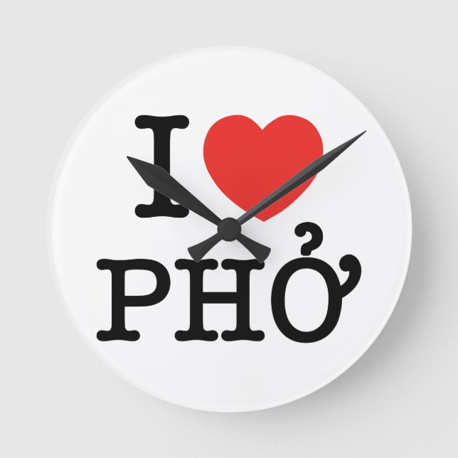 I Heart (Kärlek) Pho Rund Klocka (Framsida)