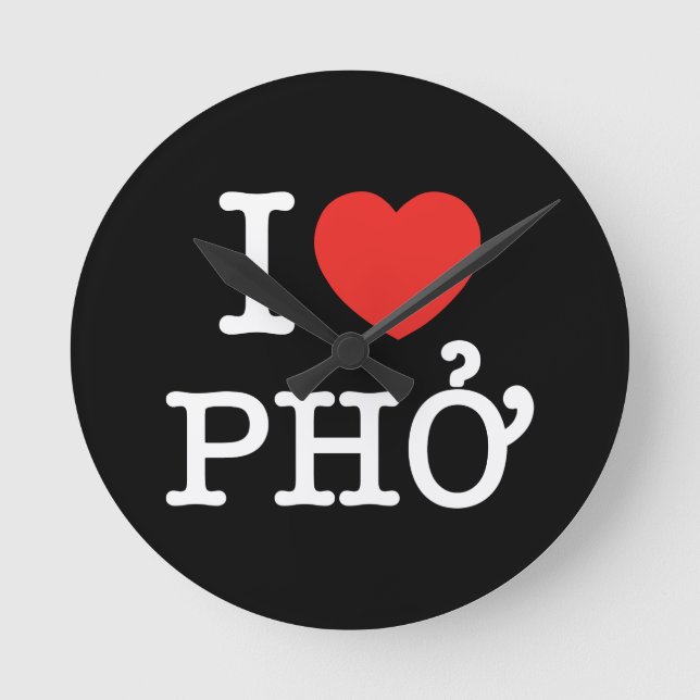I Heart (Kärlek) Pho Rund Klocka (Framsida)