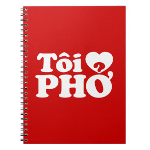 I Heart (Kärlek) Pho (Tôi ❤ PHỞ) vietnamesiskt spr Anteckningsbok Med Spiral