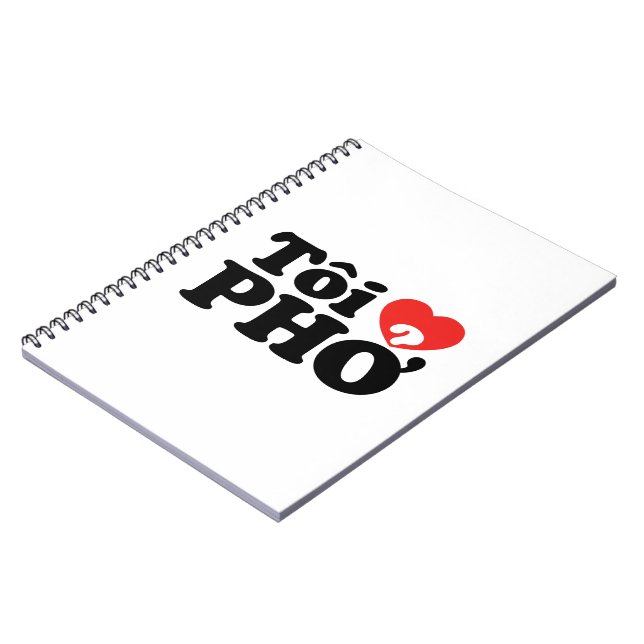 I Heart (Kärlek) Pho (Tôi ❤ PHỞ) vietnamesiskt spr Anteckningsbok Med Spiral (Vänstra Sidan)