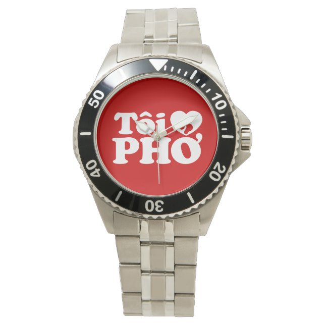 I Heart (Kärlek) Pho (Tôi ❤ PHỞ) vietnamesiskt spr Armbandsur (Framsida)