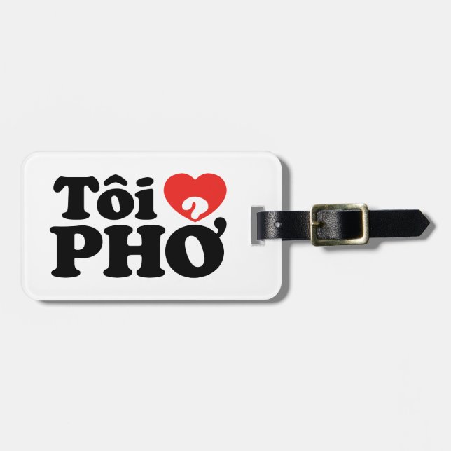 I Heart (Kärlek) Pho (Tôi ❤ PHỞ) vietnamesiskt spr Bagagebricka (Horisontell Framsida)