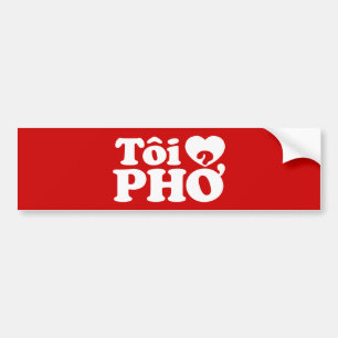 I Heart (Kärlek) Pho (Tôi ❤ PHỞ) vietnamesiskt spr Bildekal
