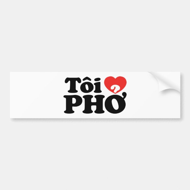 I Heart (Kärlek) Pho (Tôi ❤ PHỞ) vietnamesiskt spr Bildekal (Framsidan)