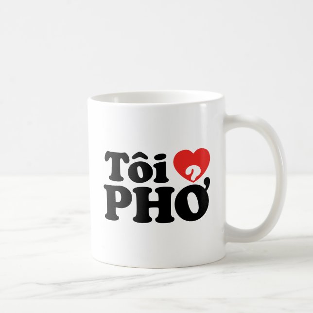 I Heart (Kärlek) Pho (Tôi ❤ PHỞ) vietnamesiskt spr Kaffemugg (Höger)