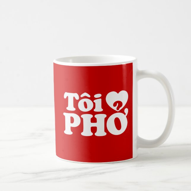I Heart (Kärlek) Pho (Tôi ❤ PHỞ) vietnamesiskt spr Kaffemugg (Höger)