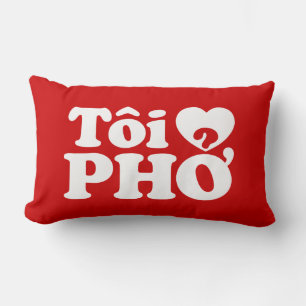 I Heart (Kärlek) Pho (Tôi ❤ PHỞ) vietnamesiskt spr Lumbarkudde