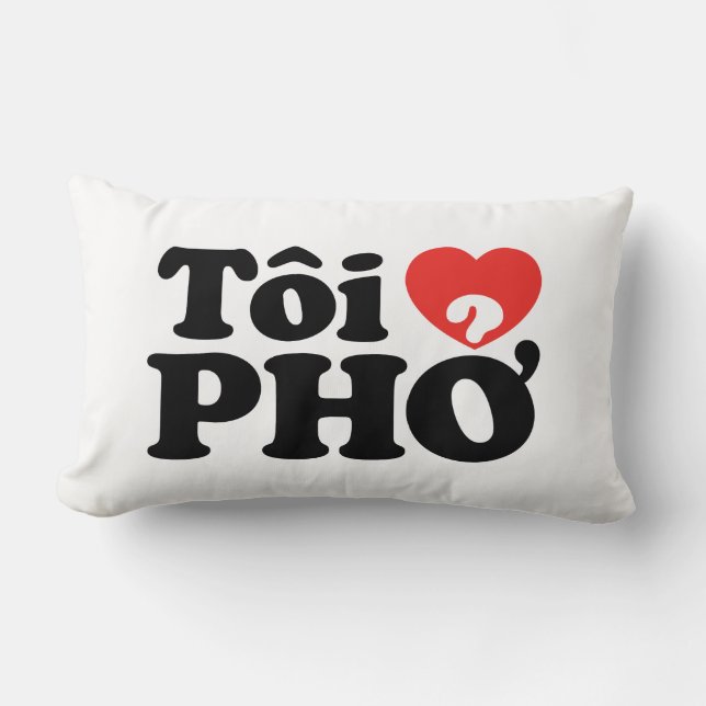 I Heart (Kärlek) Pho (Tôi ❤ PHỞ) vietnamesiskt spr Lumbarkudde (Framsida)
