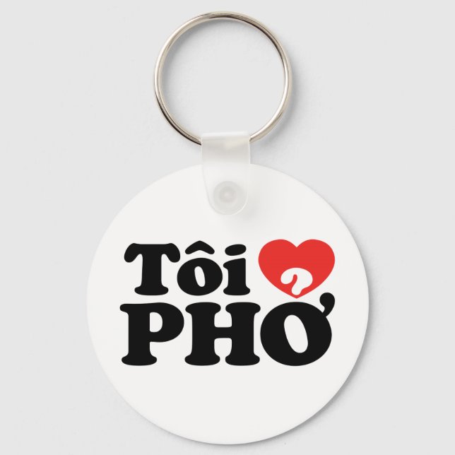 I Heart (Kärlek) Pho (Tôi ❤ PHỞ) vietnamesiskt spr Nyckelring (Framsida)