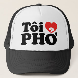 I Heart (Kärlek) Pho (Tôi ❤ PHỞ) vietnamesiskt spr Truckerkeps