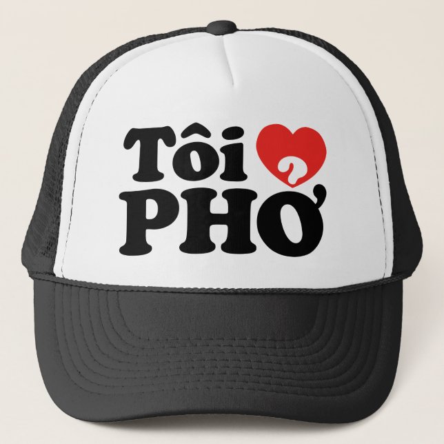 I Heart (Kärlek) Pho (Tôi ❤ PHỞ) vietnamesiskt spr Truckerkeps (Framsida)