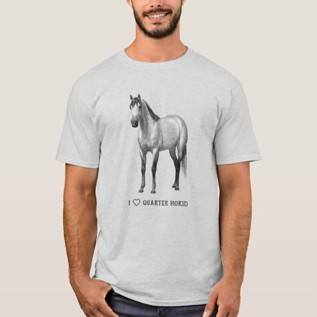 I Heart (Kärlek) Quarter Horses Dapple Grått T Shirt (Framsida)