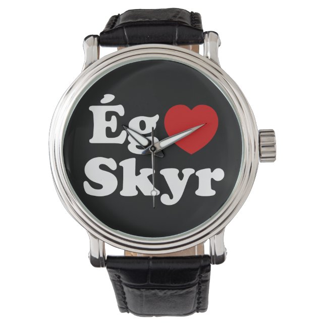 I Heart (Kärlek) Skyr [Ég Elska Skyr] isländska Armbandsur (Framsida)