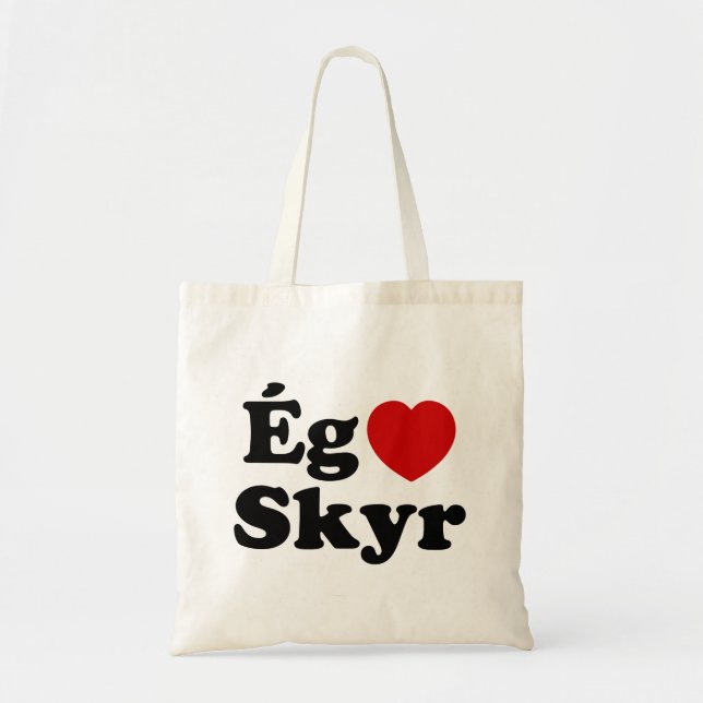 I Heart (Kärlek) Skyr [Ég Elska Skyr] isländska Tygkasse (Framsidan)
