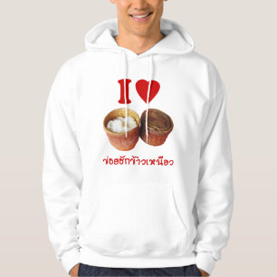 I Heart [Kärlek] Sticky Ris [Khao Niao] - Thai Isa Sweatshirt Med Luva