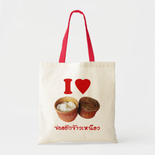 I Heart [Kärlek] Sticky Ris [Khao Niao] - Thai Isa Tygkasse