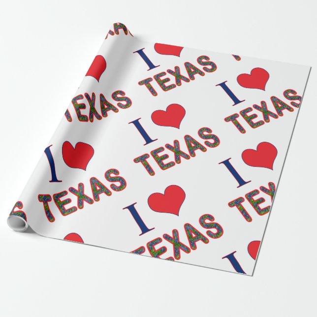 I (Heart) Kärlek Texas Blånät Presentpapper (Utrullad)