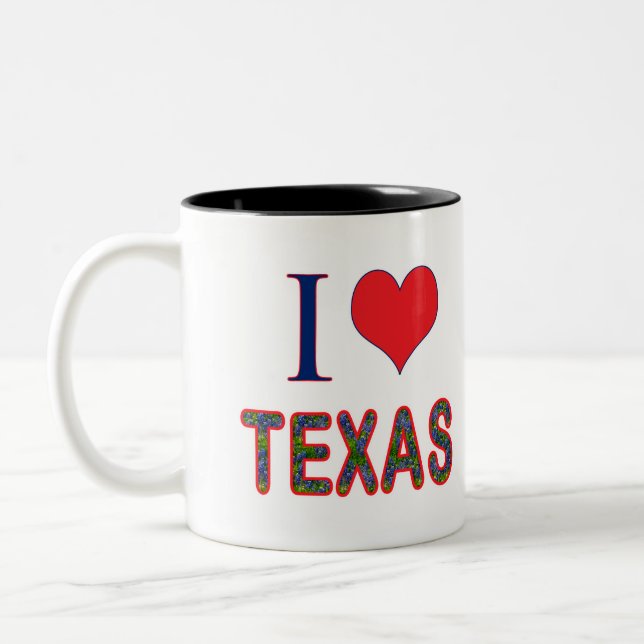 I (Heart) Kärlek Texas Blånät Två-Tonad Mugg (Vänster)