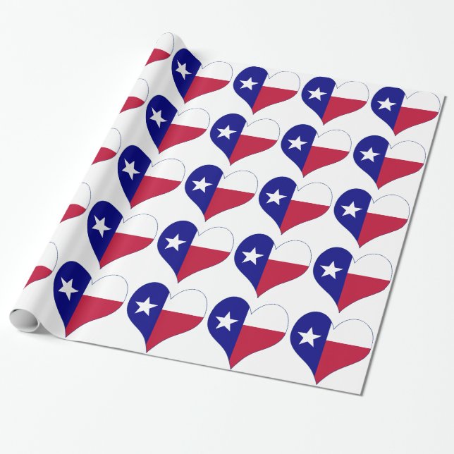 I (Heart) Kärlek Texas Flagga Presentpapper (Utrullad)