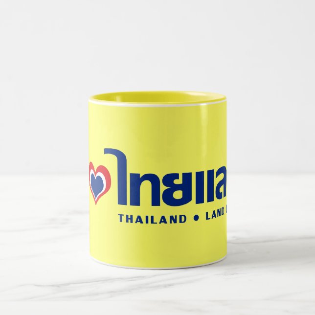 I Heart (Kärlek) Thailand ❤ thailändska språkskrip Två-Tonad Mugg (Center)