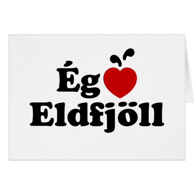 I Heart (Kärlek)-Vulkaner [Ég Elska Eldfjöll]-kort Hälsningskort (Framsidan Horizontal)