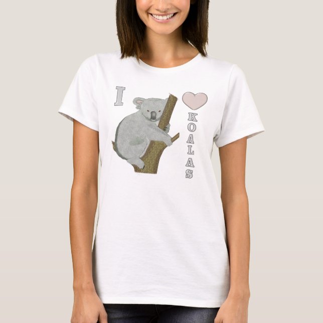 I Heart Koalas Fuzzy Animals Tee Shirt (Framsida)