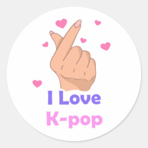 I Heart Kpop Runt Klistermärke