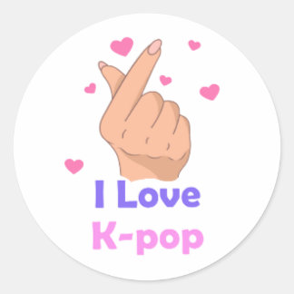 I Heart Kpop Runt Klistermärke