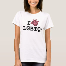I Heart LGBTQ+ anatomiskt korrekt hjärta T Shirt