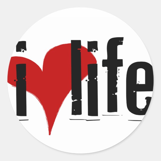 "I Heart Life"-dekal Runt Klistermärke (Framsida)