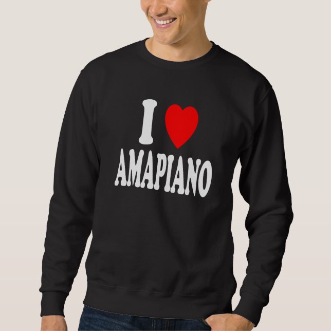 I Heart Love Amapiano South Africa Music Piano Lång Ärmad Tröja (Framsida)