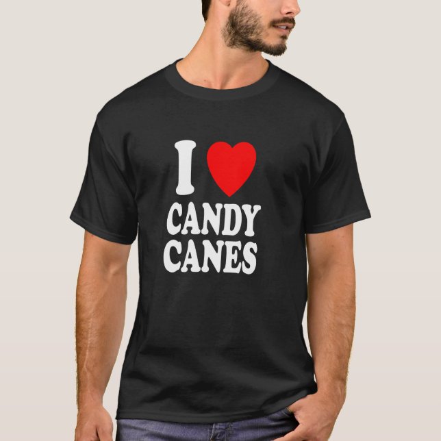 I Heart Love Candy Canes Winter Peppermint Christm T Shirt (Framsida)