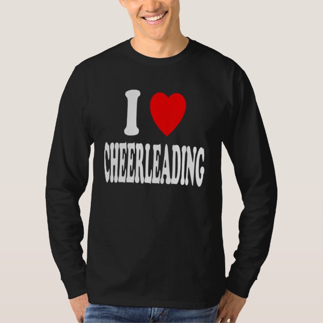 I Heart (Love) Cheerleading Highschool College Spo T Shirt (Framsida)