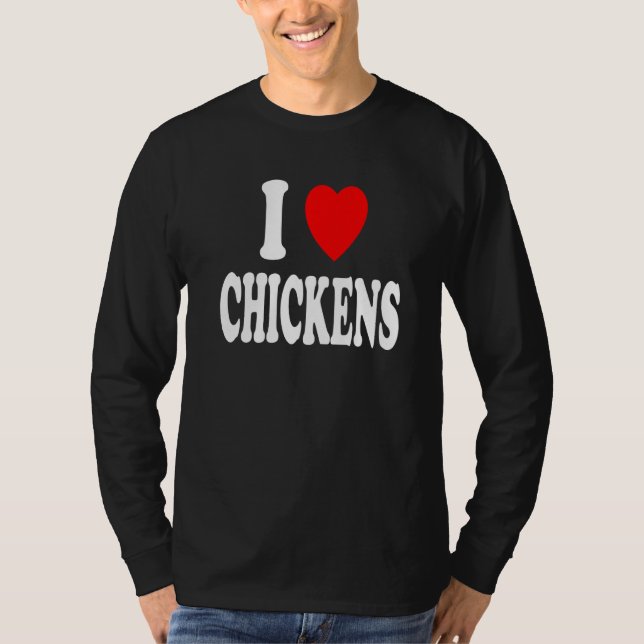 I Heart (Love) Chickens Farm Country Southern Prem T Shirt (Framsida)