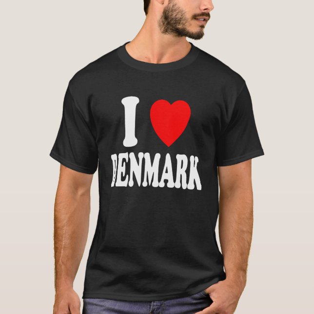 I Heart Love Denmark Travel Vacation Tourism Home T Shirt (Framsida)