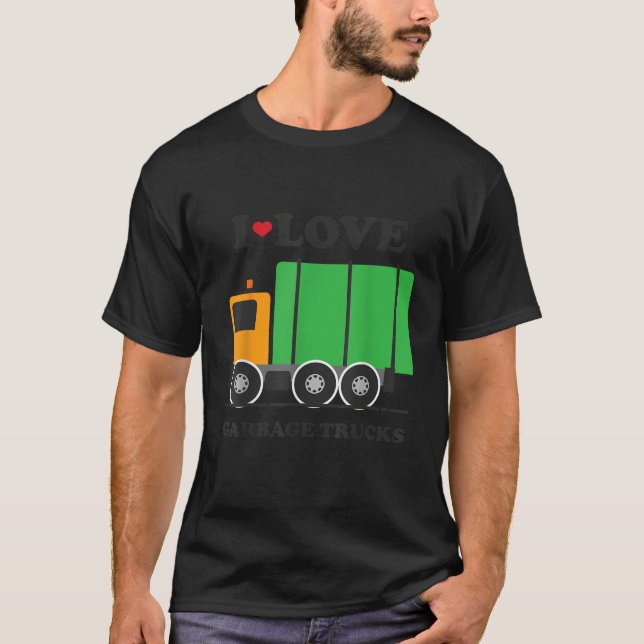 I Heart Love Garbage Trucks Little Boys Kids   T Shirt (Framsida)