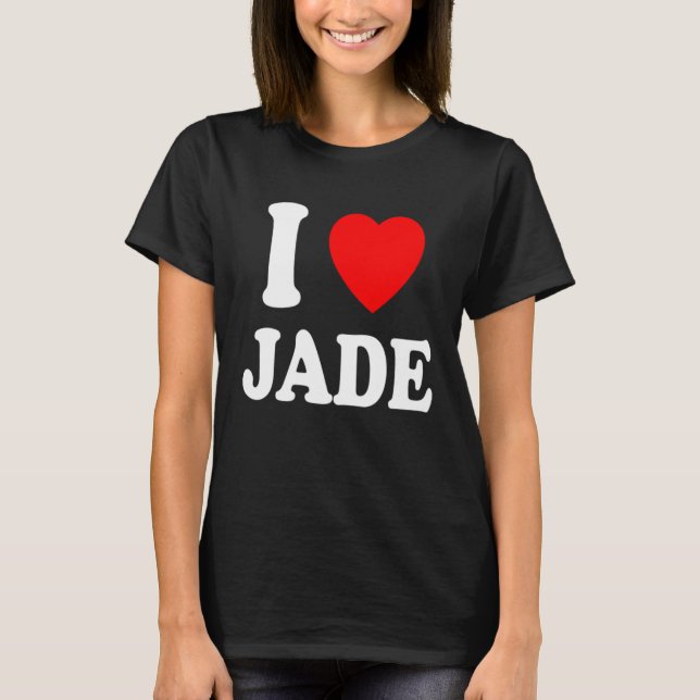 I Heart Love Jade Cute Matching Couple Spouse T Shirt (Framsida)