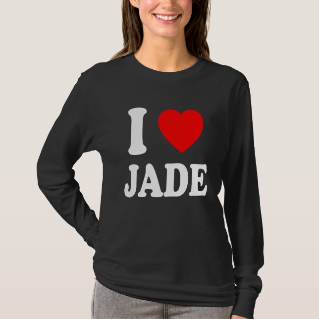 I Heart Love Jade Cute Matching Couple Spouse T Shirt (Framsida)