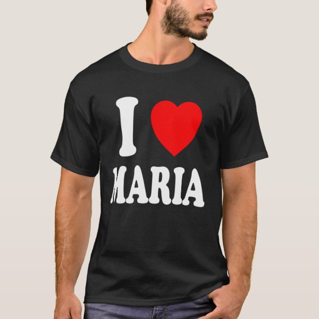 I Heart Love Maria Cute Matching Couple Spouse T Shirt (Framsida)