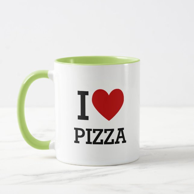 I Heart Love Pizza Mug – Funny Pizza Lover Gift Mugg (Vänster)