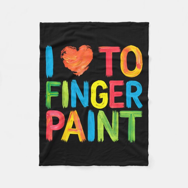 I Heart Love To Finger Paint Cute Couple Valentine Fleecefilt (Framsidan)